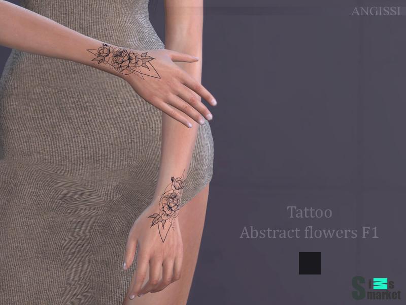 Тату flowers F1 by ANGISSI для Симс 4. Скачать мод