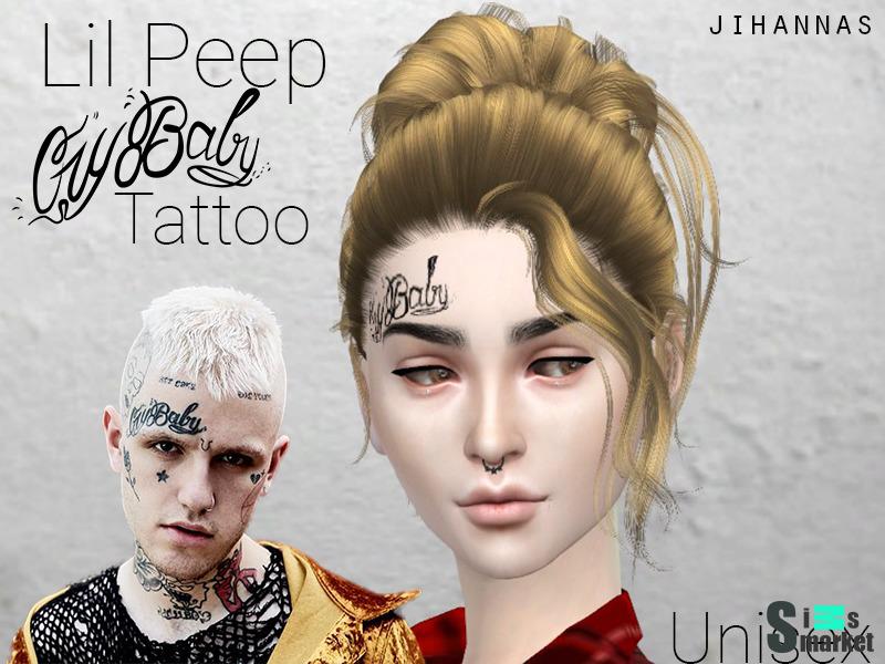 Тату как у Lil Peep by Jihannas для Симс 4. Скачать мод