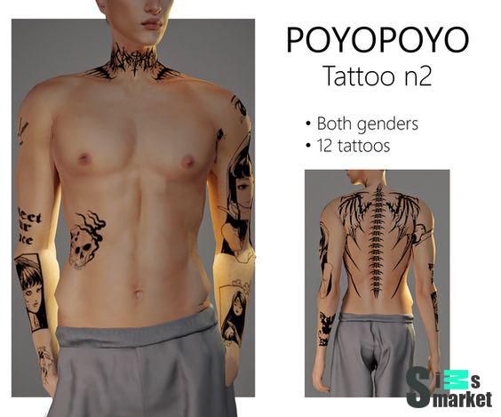 Тату "[poyopoyo] Tattoo n2"-Для Симс 4 для Симс 4. Скачать мод