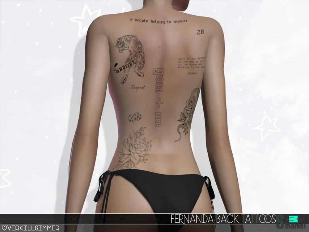 Тату сет "Fernanda Back Tattoos" для Симс 4 для Симс 4. Скачать мод