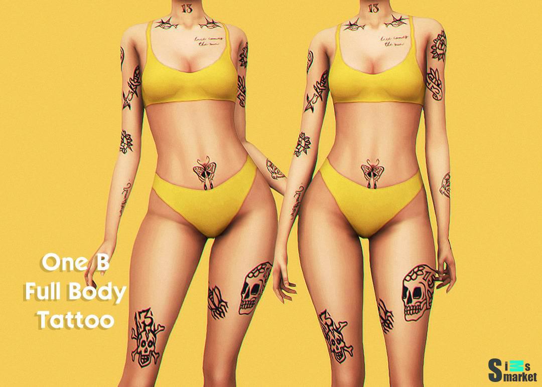 Тату сет "ONE B FULL BODY TATTOO" для Симс 4 для Симс 4. Скачать мод