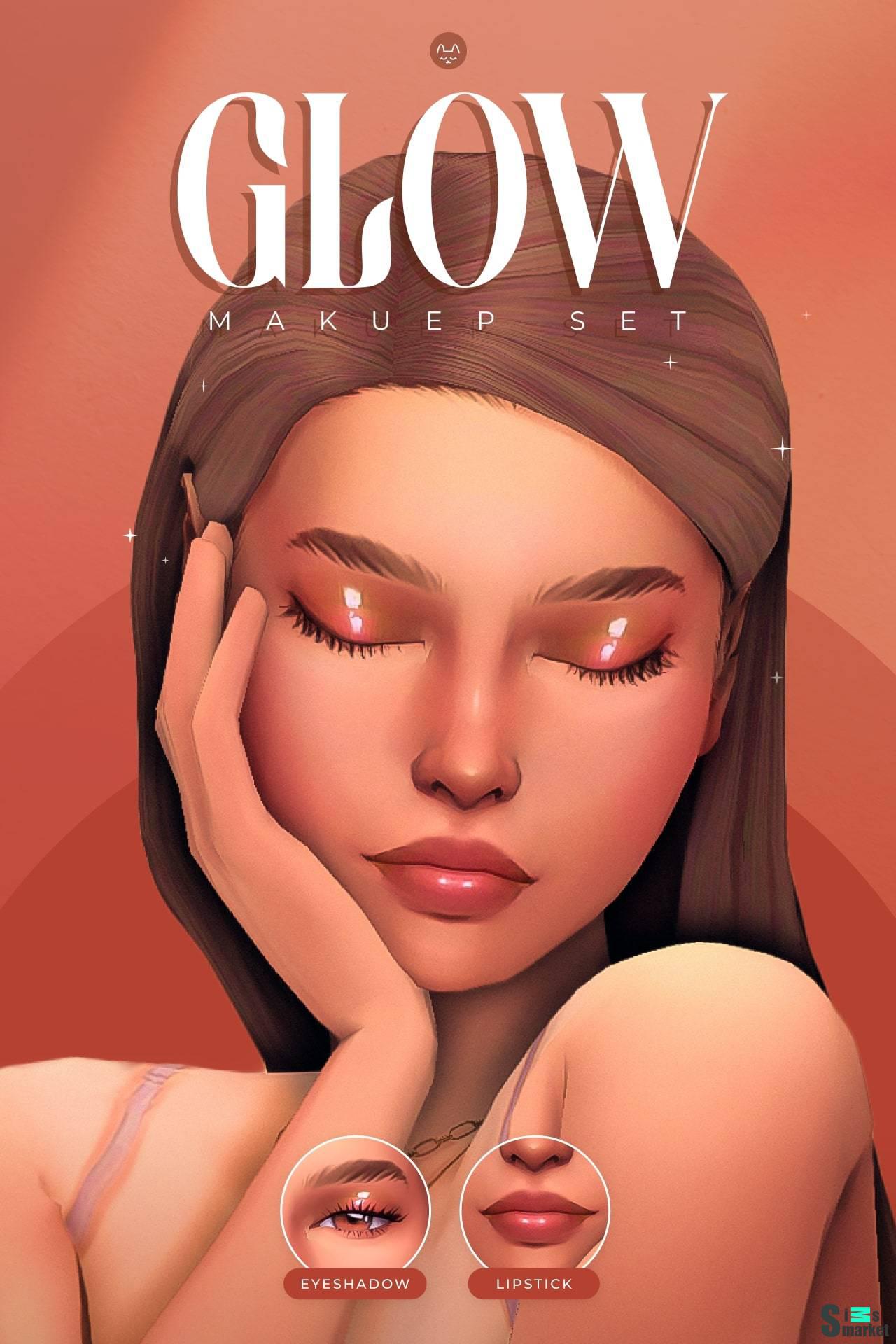 Тени и блеск для губ "Glow Makeup set" для Симс 4 для Симс 4. Скачать мод