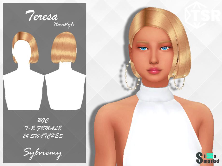 Teresa Hairstyle для Симс 4. Скачать мод