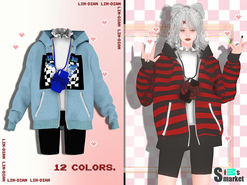 Thick coat and hanging phone для Симс 4. Скачать мод