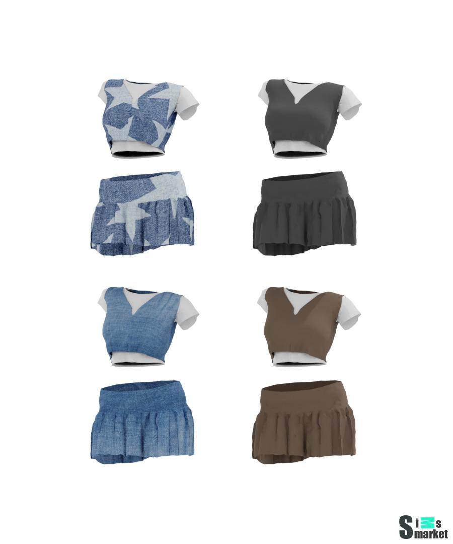 [TINA-SIMS] Vest T-Shirt Set ♪ для Симс 4. Скачать мод