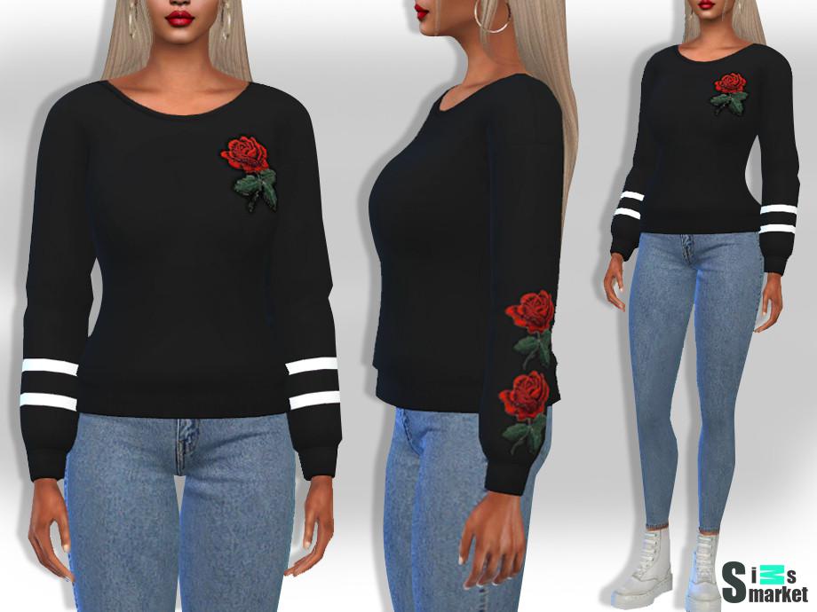 Толстовка Rose by Saliwa для Симс 4. Скачать мод