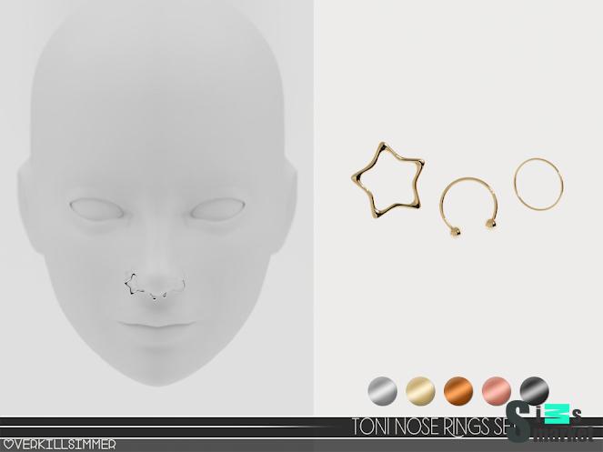 Toni nose rings set для Симс 4. Скачать мод