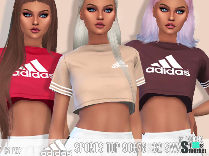 Топ Adidas 90876 by Pinkzombiecupcakes для Симс 4. Скачать мод