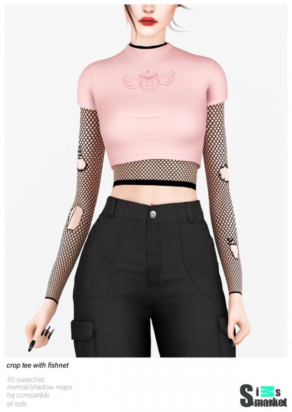 Топ crop tee by backtrack для Симс 4. Скачать мод