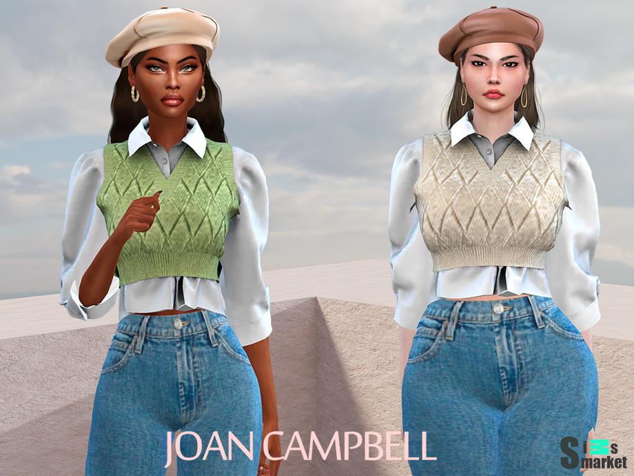 Топ Daniella by Joan Campbell Beauty для Симс 4. Скачать мод