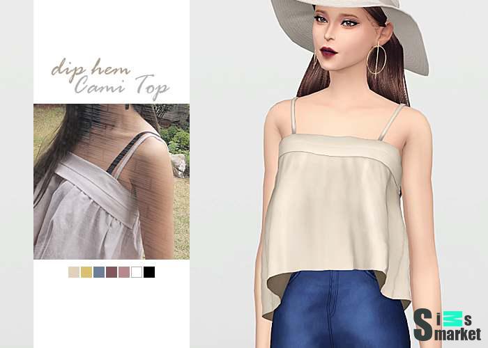 Топ "Dip Hem Cami Top" для Симс 4 для Симс 4. Скачать мод