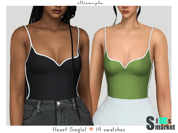 Топ для симочек "heart singlet" для Симс 4. Скачать мод