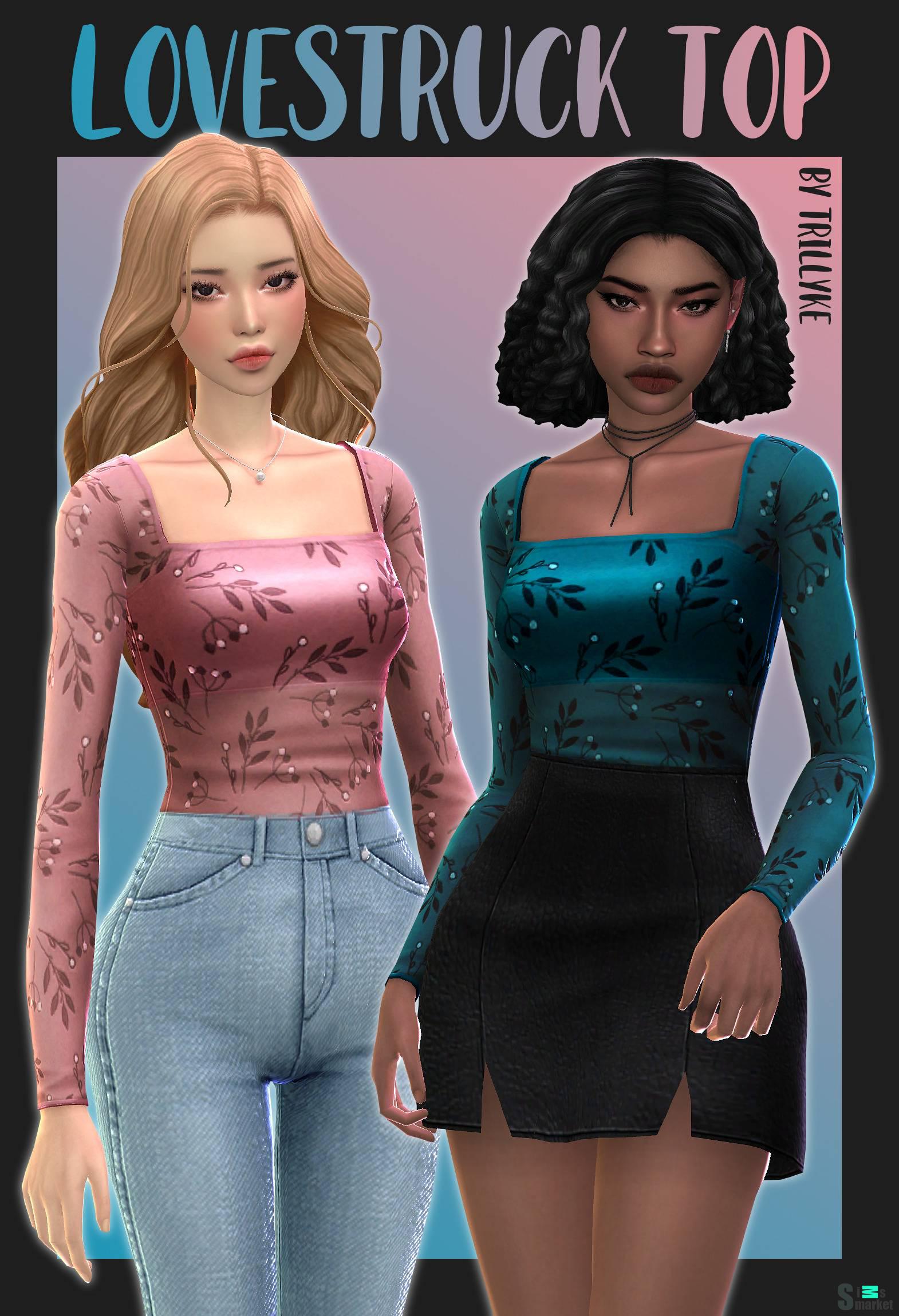 Топ для симочек "Lovestruck Top" для Симс 4 для Симс 4. Скачать мод