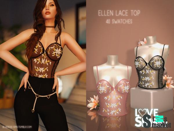 Топ Ellen Lace Top для Симс 4. Скачать мод