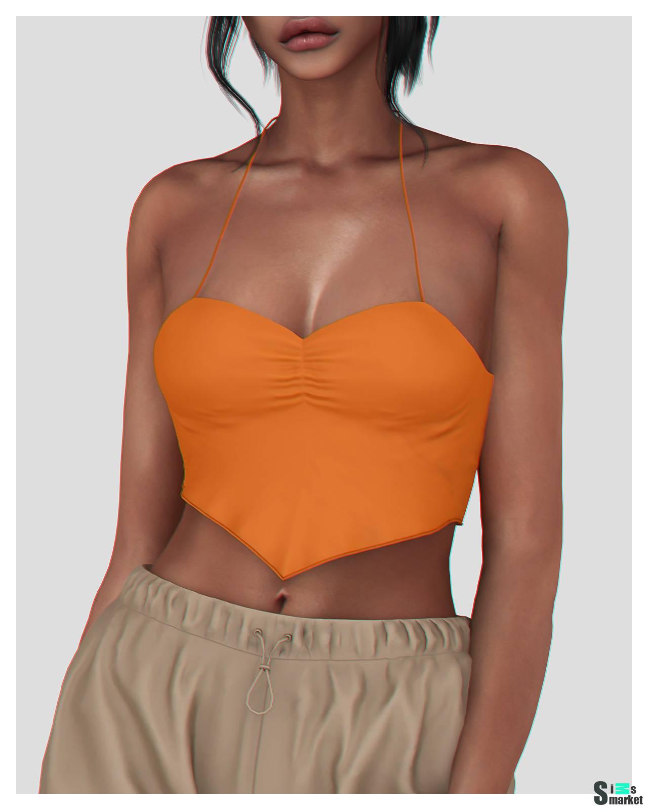 Топ "Gemma Neck Tie Crop Top" для Симс 4 для Симс 4. Скачать мод