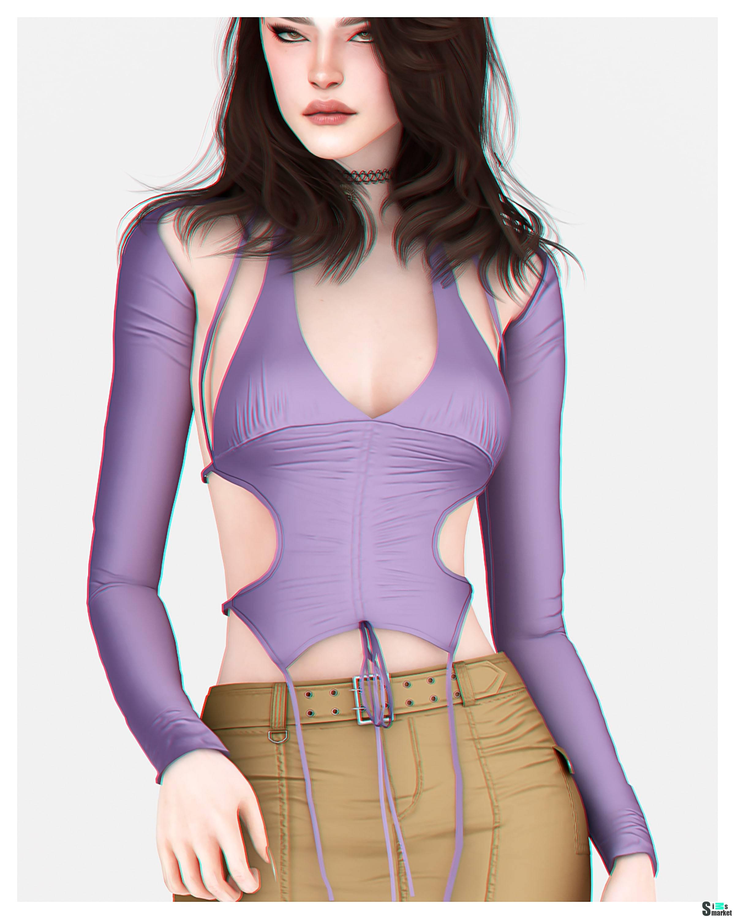 Топ и юбка "Lara Crop Top & Twill Short Cargo Skirt" для Симс 4 для Симс 4. Скачать мод  Топ и юбка "Lara Crop Top & Twill Short Cargo Skirt" для Симс 4 для Симс 4. Скачать мод