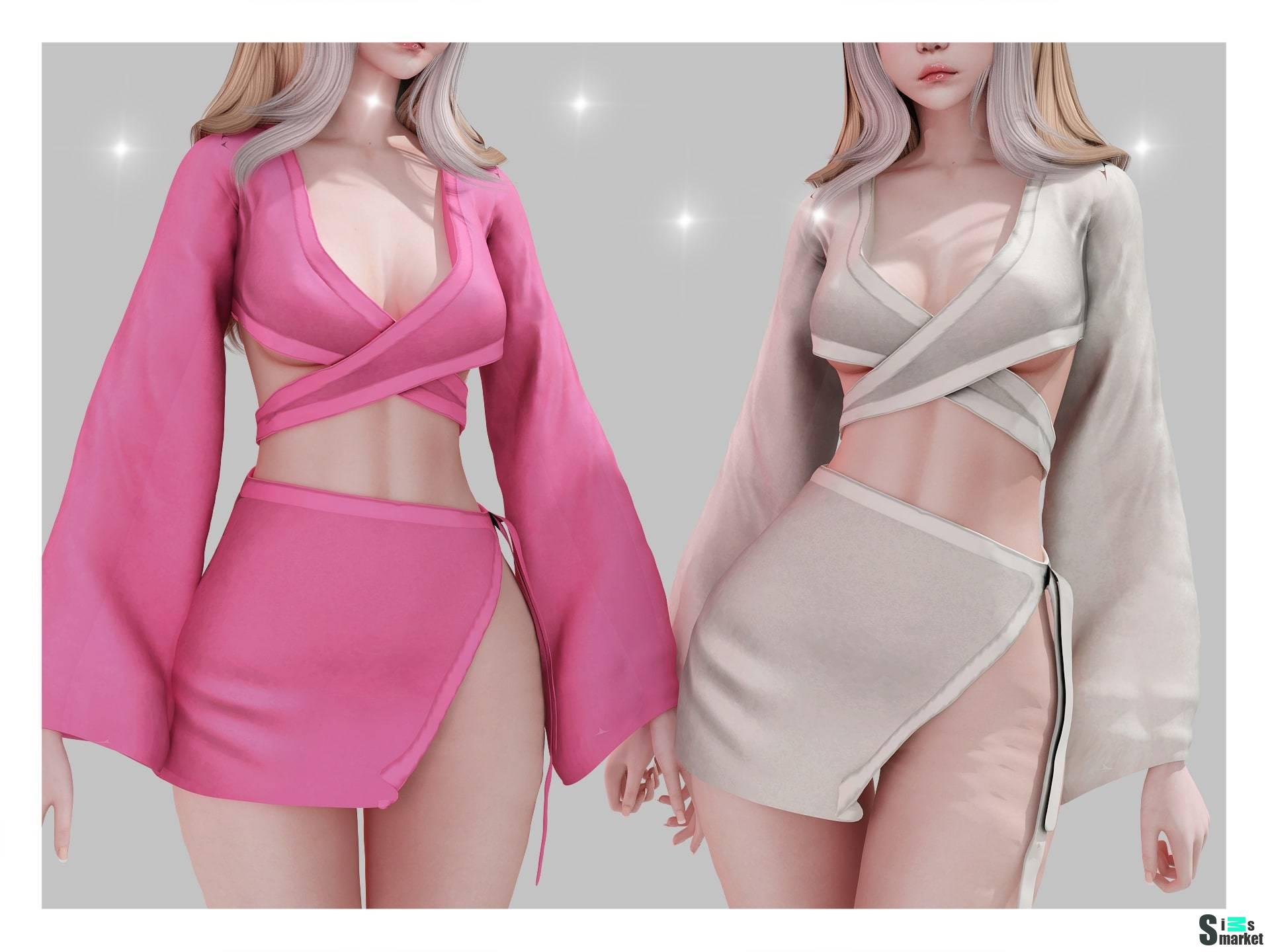 Топ и юбка "Megara lingerie outfit" для Симс 4 для Симс 4. Скачать мод