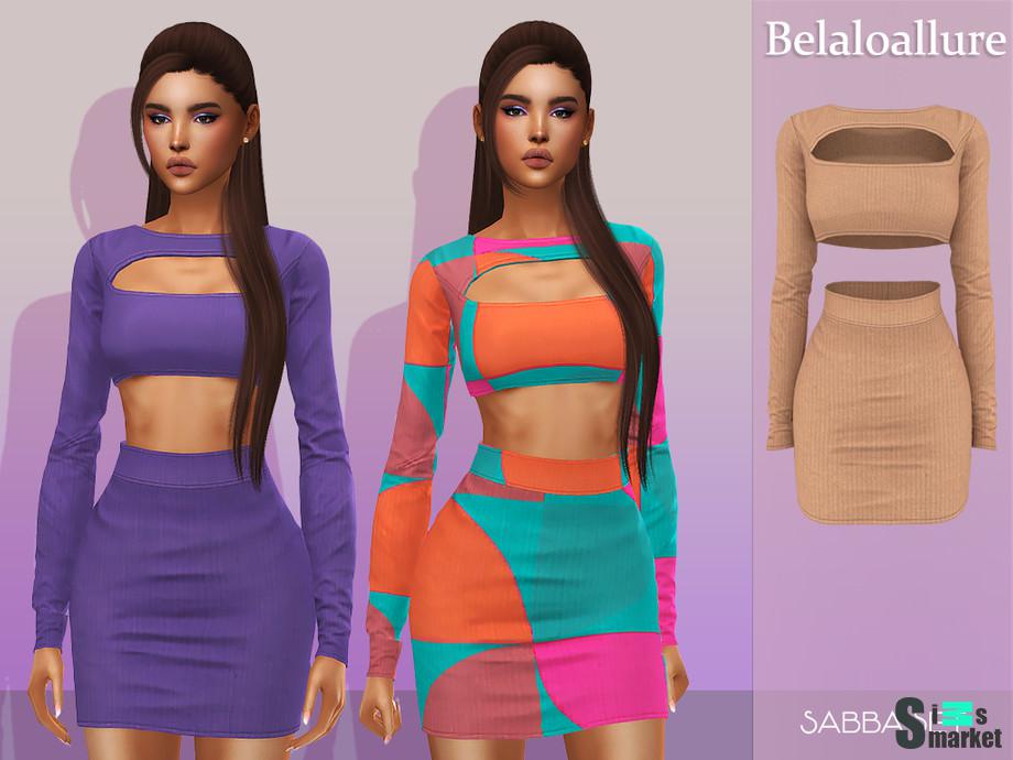 Топ и юбка Sabba by belal1997 для Симс 4. Скачать мод