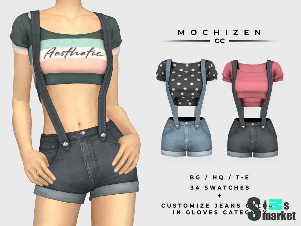Топ и шорты by mochizen-cc для Симс 4. Скачать мод
