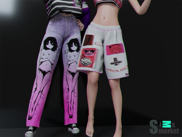 Топ и шорты horroranime by whimp для Симс 4. Скачать мод