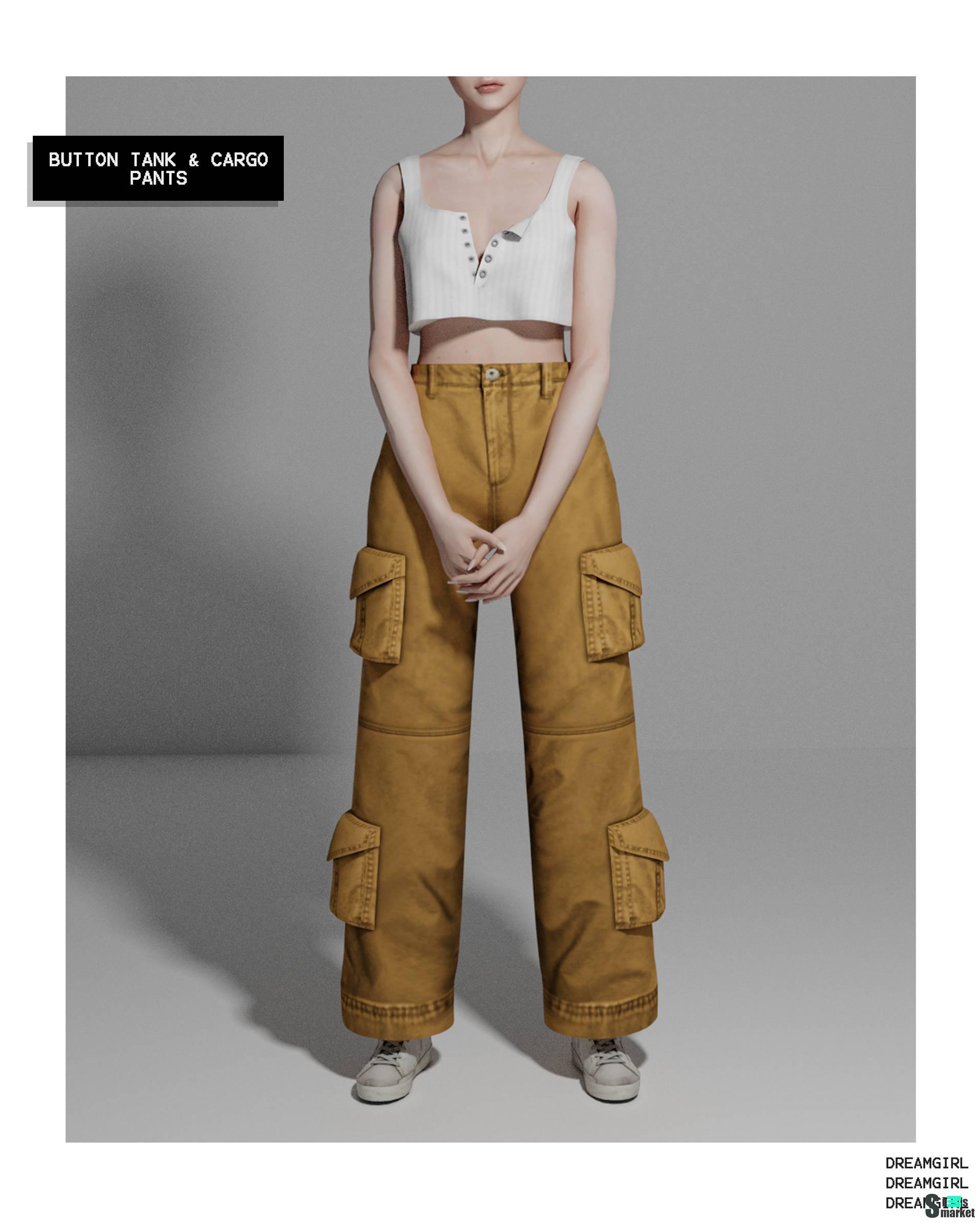 Топ и штаны "b u t t o n t a n k c a r g o p a n t s" для Симс 4 для Симс 4. Скачать мод Топ и штаны "b u t t o n t a n k c a r g o p a n t s" для Симс 4 для Симс 4. Скачать мод
