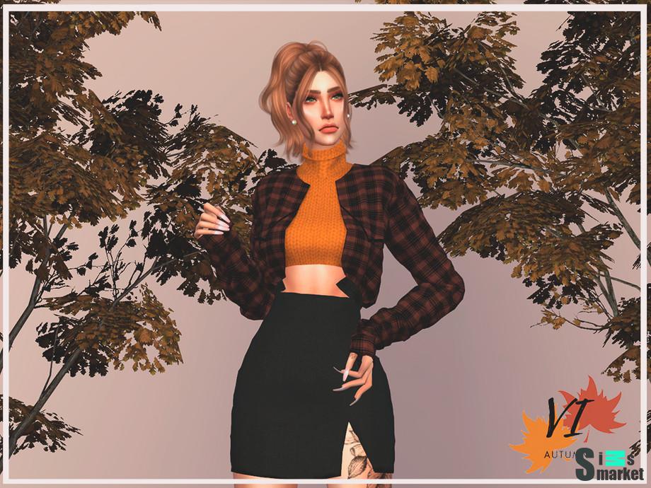 Топ и жакет Autumn VI by Viy Sims для Симс 4. Скачать мод