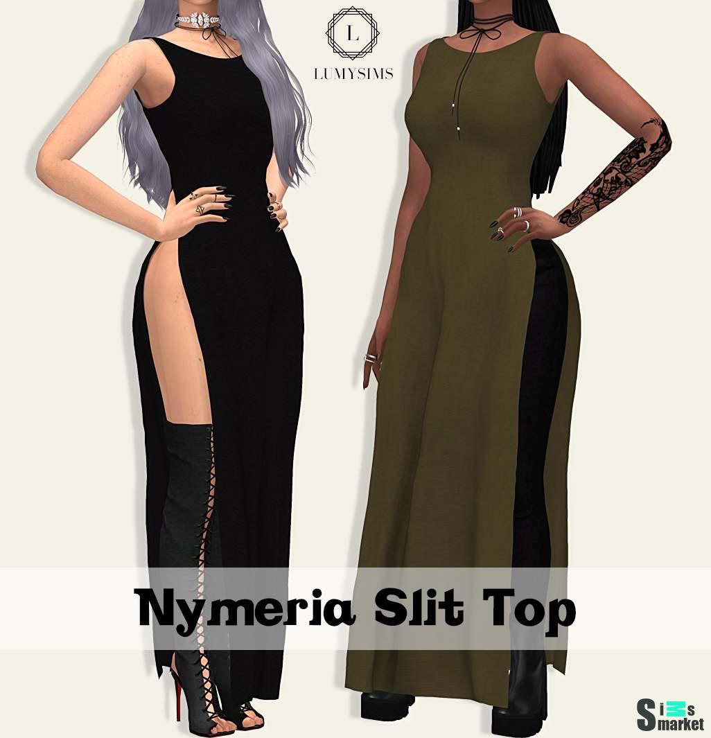 Топ "NYMERIA SLIT TOP" для Симс 4 для Симс 4. Скачать мод