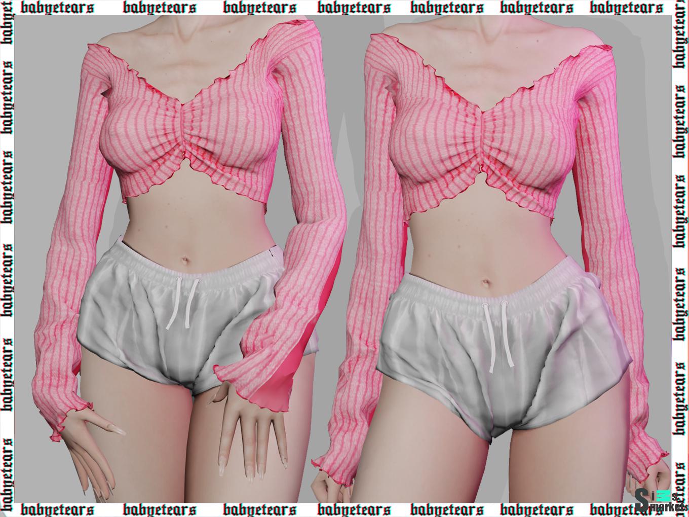 Топ с рюшами by ♡ B a b y e t e a r s ♡ для Симс 4. Скачать мод