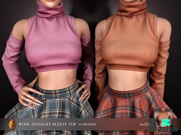 Топ sleeve by 4w25 для Симс 4. Скачать мод