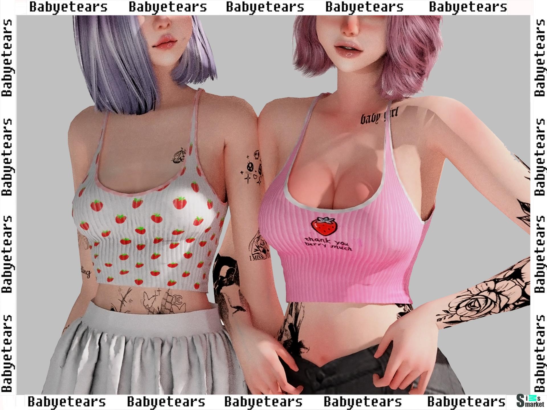 Топ Strawberry by ♡ B a b y e t e a r s ♡ для Симс 4. Скачать мод