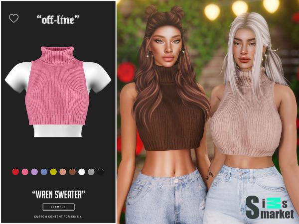 Топ-свитер off-line by bergdorfsims для Симс 4. Скачать мод
