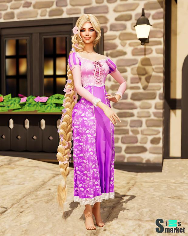 [turksimmer] Rapunzel Dress S159 - Premium_Patreon для Симс 4. Скачать мод