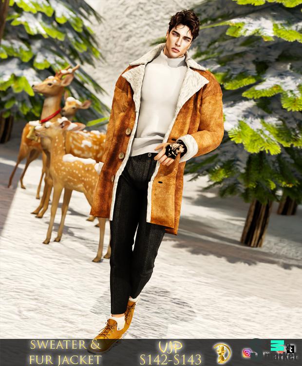 [turksimmer] Sweater & Fur Jacket S142 - VIP_Patreon для Симс 4. Скачать мод