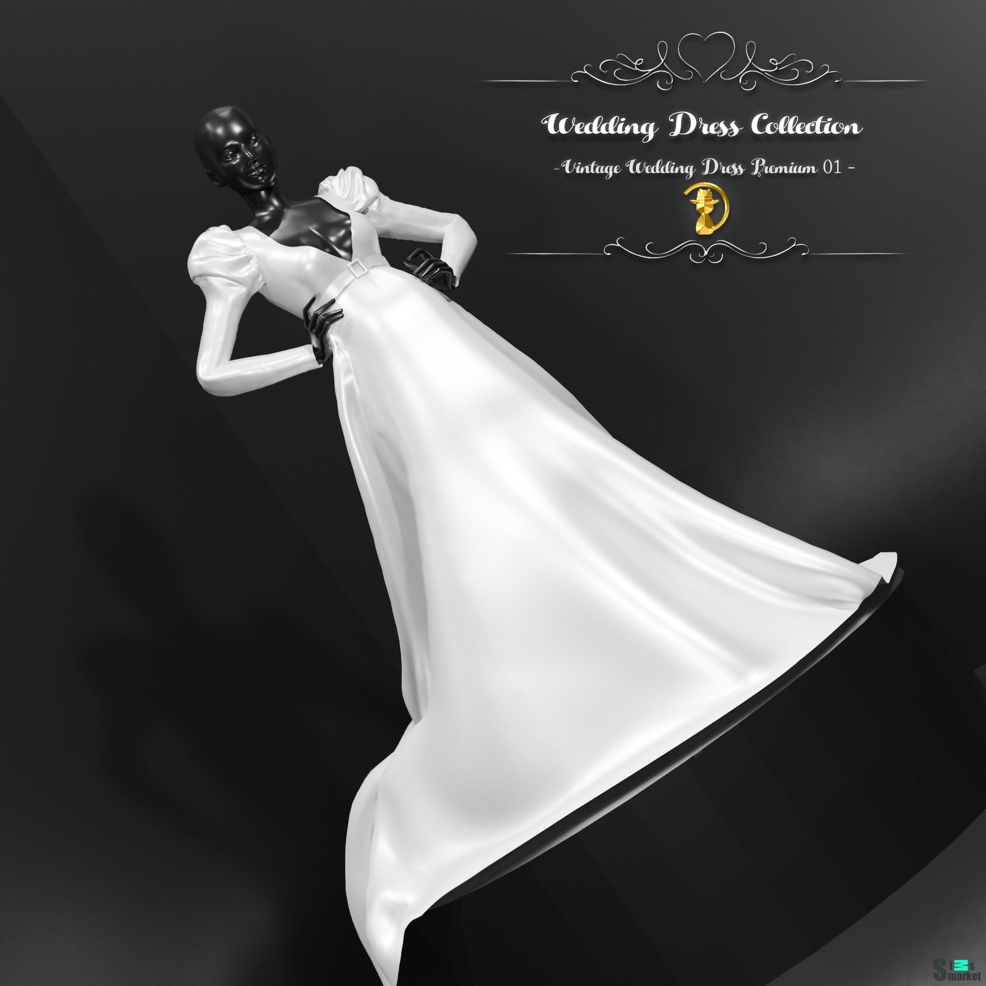 [turksimmer] -Wedding Collection- Vintage Wedding Dress Premium-01 для Симс 4. Скачать мод