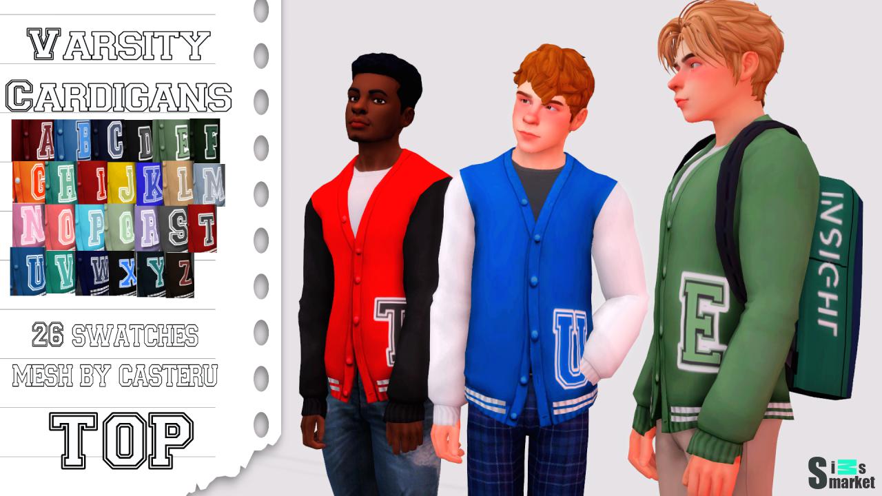 университетские кардиганы - the sims 4 для Симс 4. Скачать мод