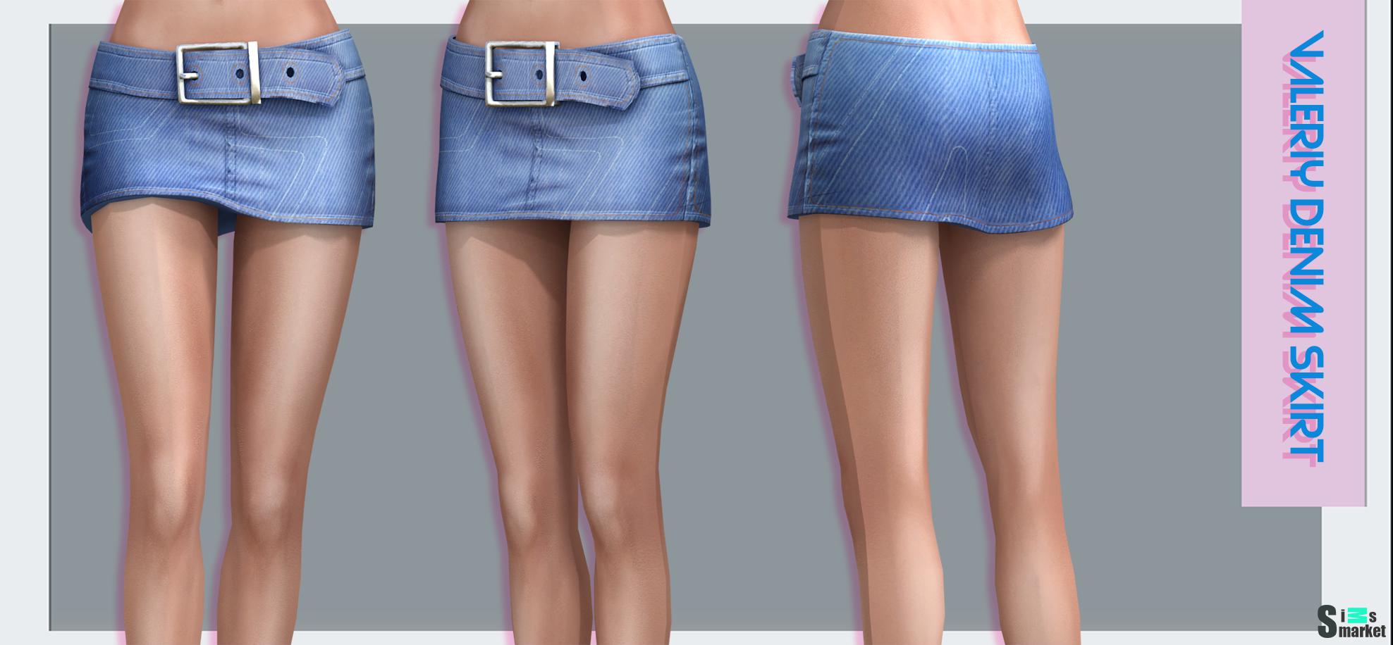 "Valeriy denim skirt" BELALOALLURE для Симс 4. Скачать мод