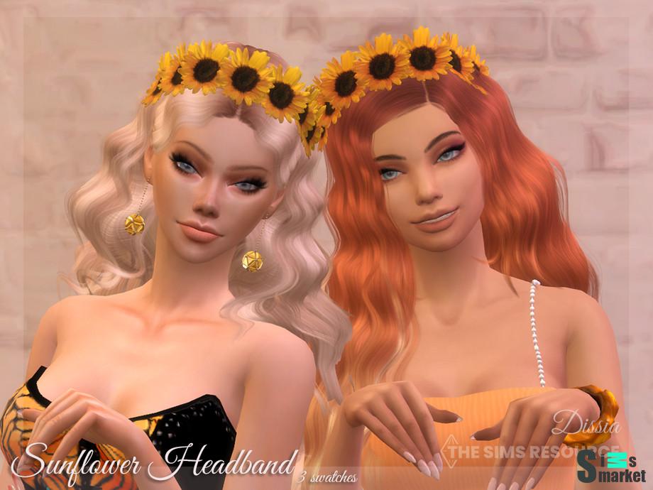 Венок Sunflower by Dissia для Симс 4. Скачать мод