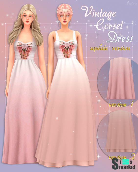 vintage corset dress для Симс 4. Скачать мод