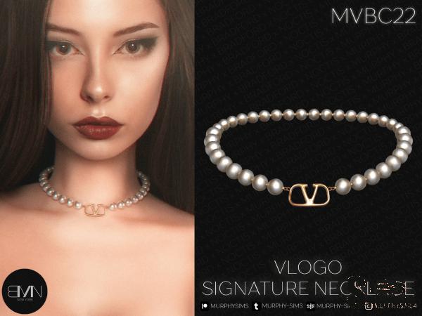 vlogo signature metal necklace для Симс 4. Скачать мод