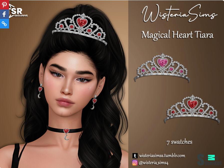 WisteriaSims - Magical Heart Tiara для Симс 4. Скачать мод