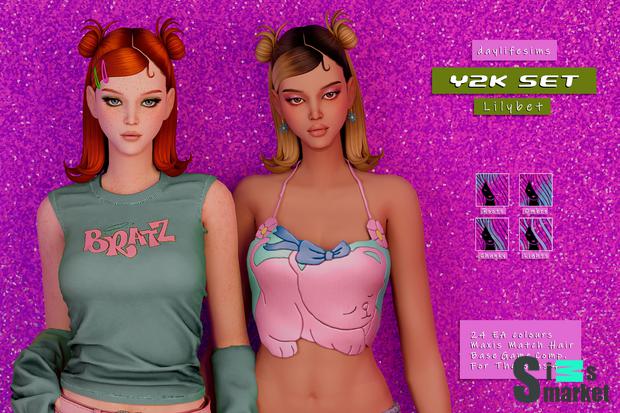Y2K HAIR для Симс 4. Скачать мод