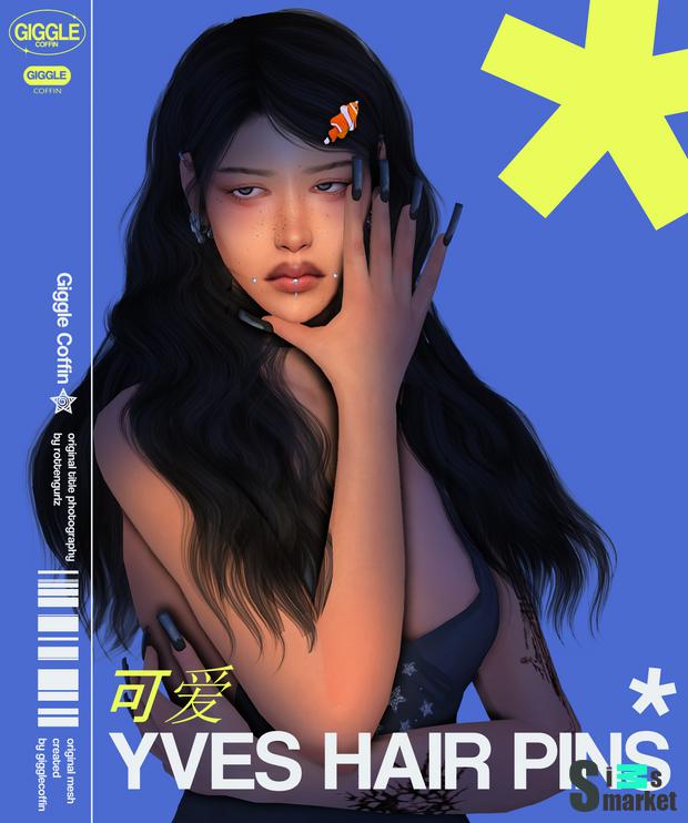 Заколочка "(GIGGLECOFFIN) YVES HAIR PINS" - для Симс 4 для Симс 4. Скачать мод