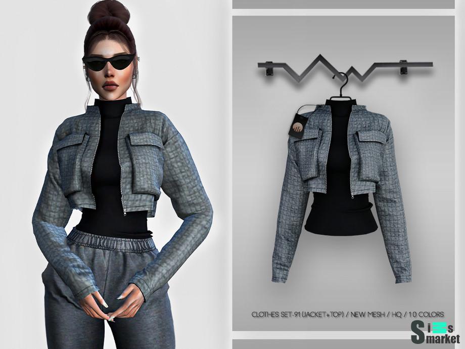 Жакет и топ BD345 by busra-tr для Симс 4. Скачать мод