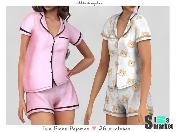 Женская пижама "two piece pajamas" для Симс 4 для Симс 4. Скачать мод