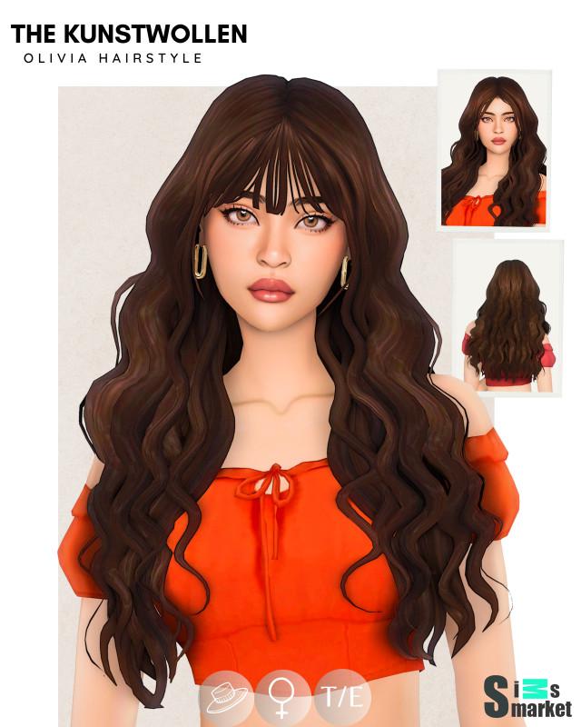 Женская прическа - 2 версии | Olivia hair by Thekunstwollen для Симс 4. Скачать мод