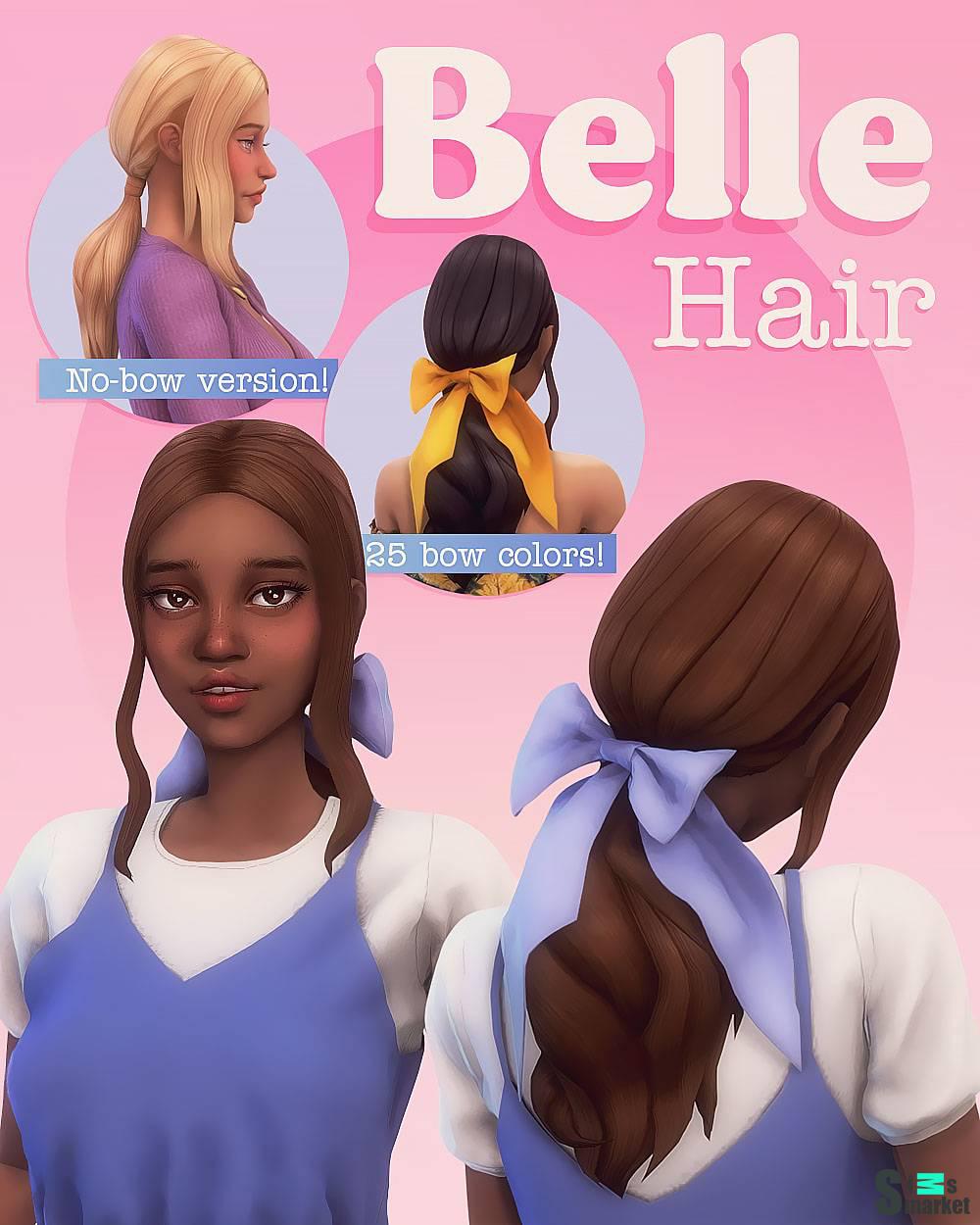 Женская прическа "Belle Hair" для Симс 4 для Симс 4. Скачать мод