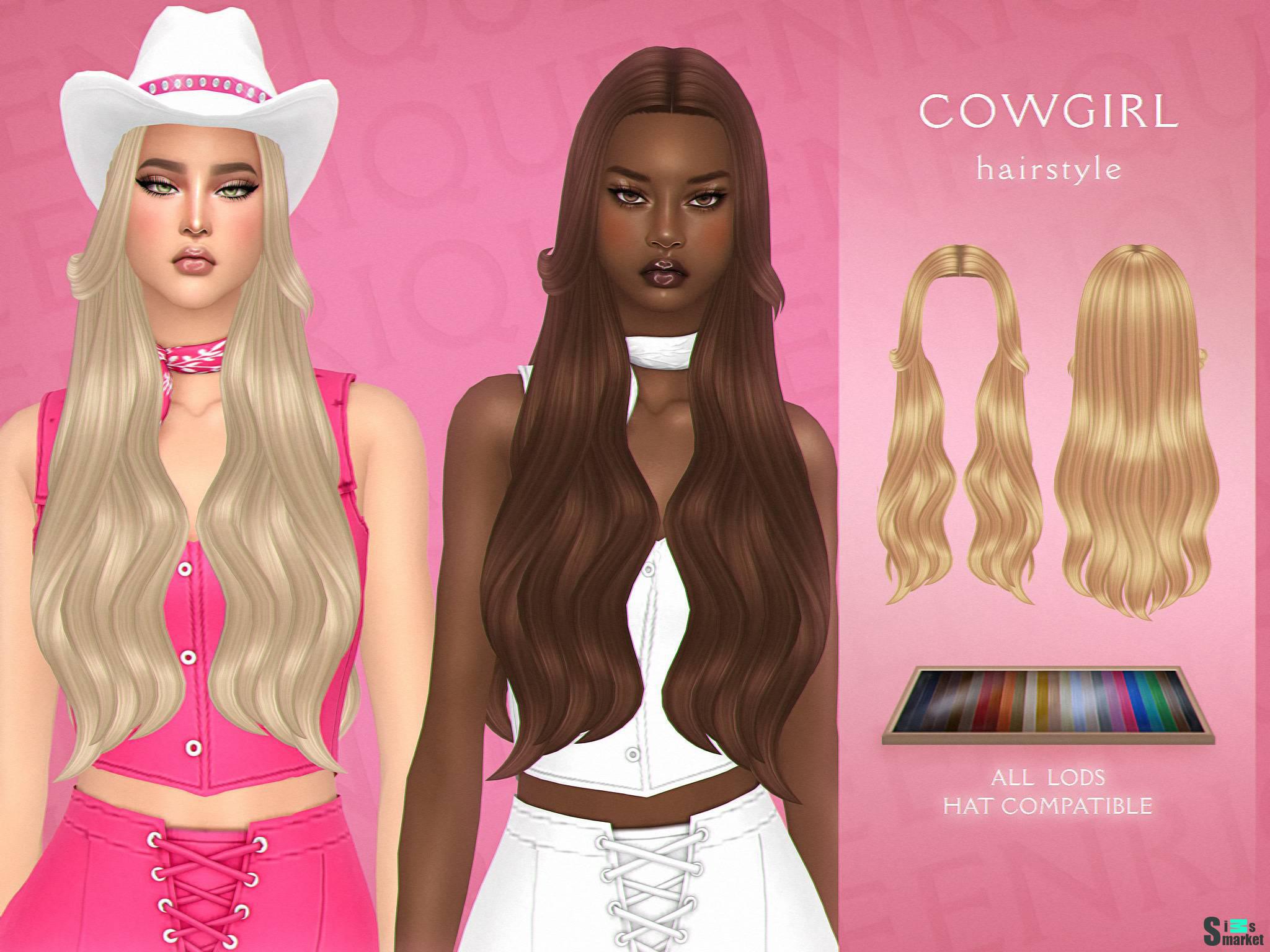Женская прическа "Cowgirl Hairstyle" для Симс 4 для Симс 4. Скачать мод