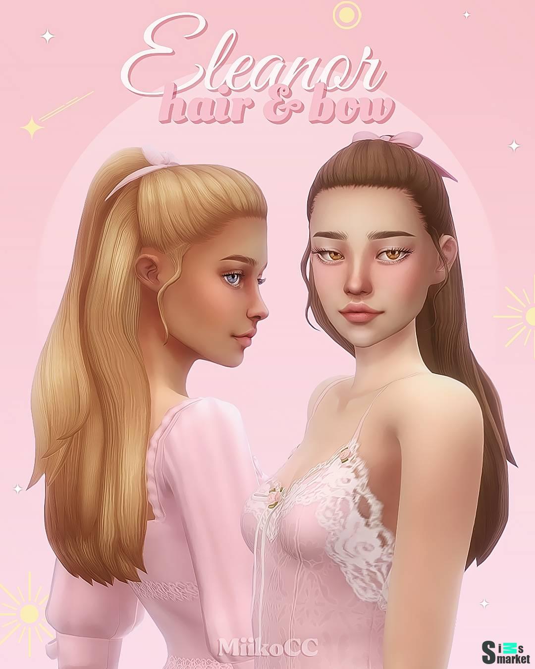 Женская прическа "Eleanor hair & bow" для Симс 4 для Симс 4. Скачать мод