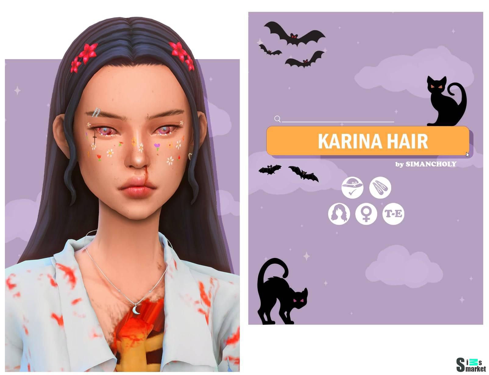 Женская прическа "KARINA HAIR" для Симс 4 для Симс 4. Скачать мод