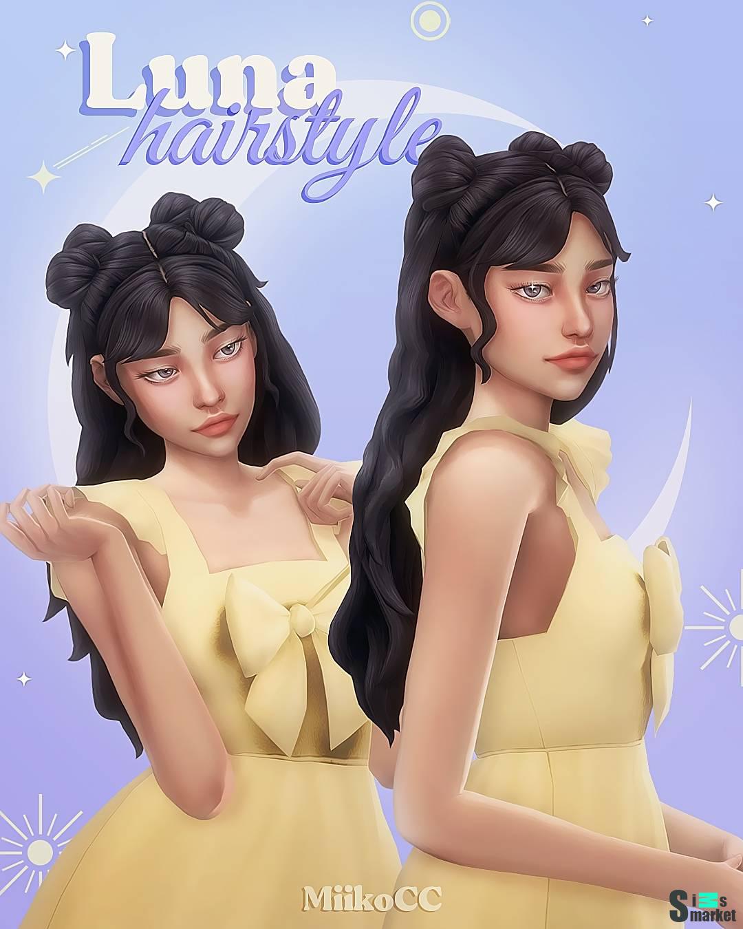 Женская прическа "Luna hair" для Симс 4 для Симс 4. Скачать мод